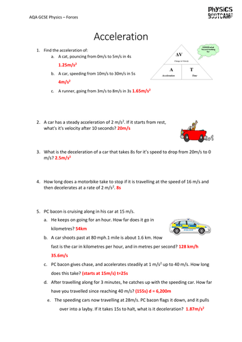 gcse acceleration worksheet