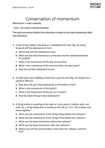 AQA GCSE Physics (1-9) Momentum (3 lessons) | Teaching Resources