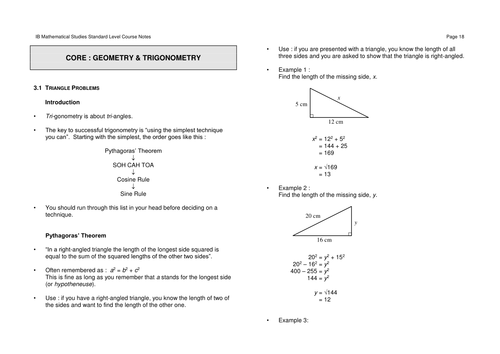 Revision Notes 3 - Geometry & Trigonometry