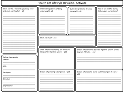 ks3 health and lifestyle revision sheets activate