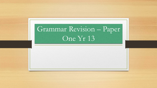 AQA English Language Paper 1 Grammar Revision