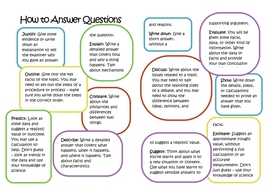 How to answer questions help sheet - science command words | Teaching