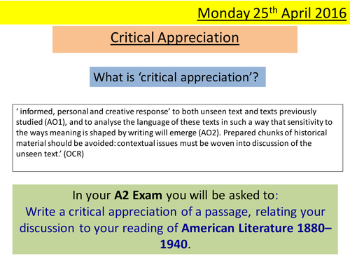 ocr-a-level-critical-appreciation-introduction-lesson-teaching