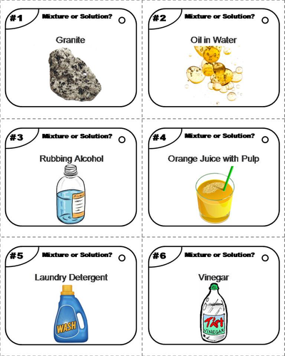 Mixtures and Solutions Task Cards | Teaching Resources