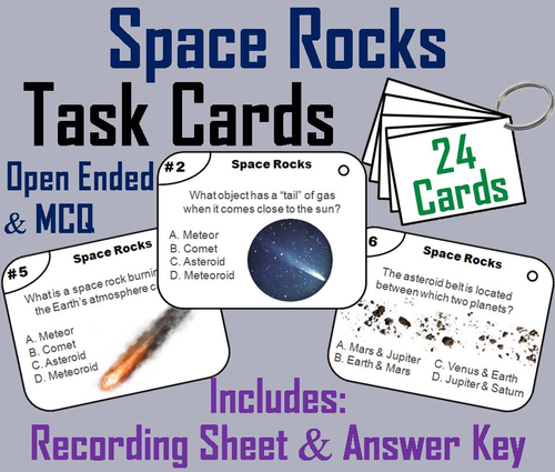 Comets, Meteors, Meteoroids, Meteorites, & Asteroids Task Cards