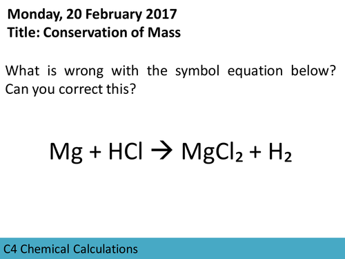 AQA GCSE C4 Chemical Calculations Sequence of Lessons Trilogy Specification Higher