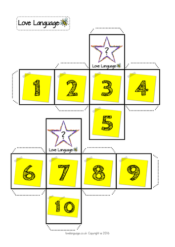 French All About Me Dice - numbers 1-10 image and vocabulary