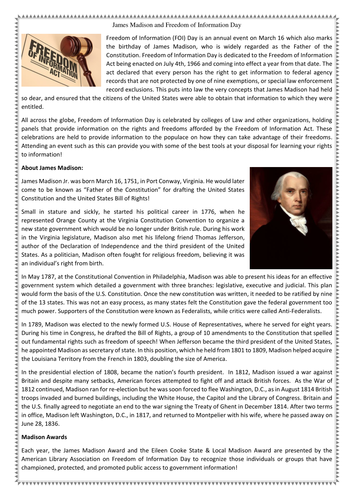 James Madison and Freedom of Information Day - Reading Comprehension ...