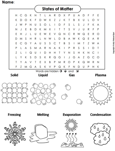 States of Matter Word Search