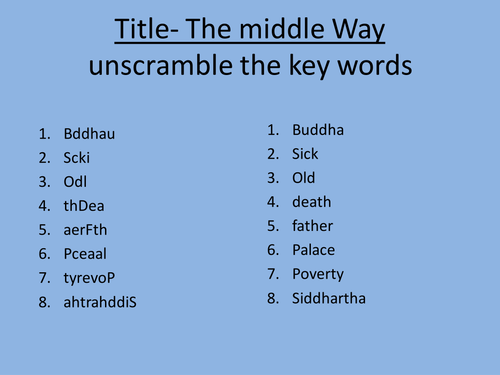 Buddhism. The Middle Way