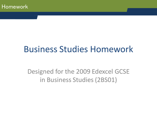 Homework strategies for GCSE Business Studies