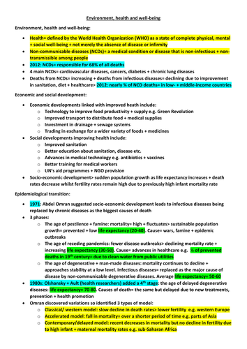 REVISION: "Environment, health and well-being"