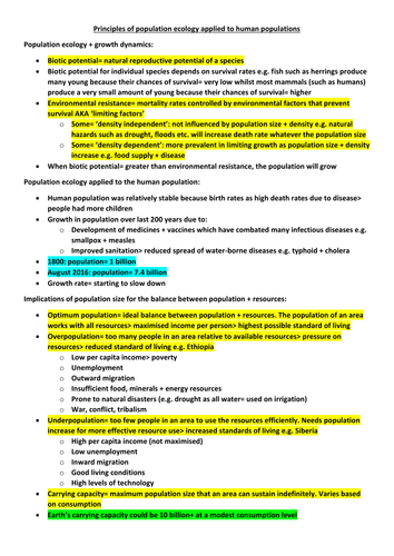 REVISION: "Principles of population ecology applied to human populations"