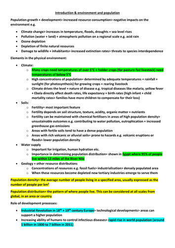 REVISION: "Environment and population"