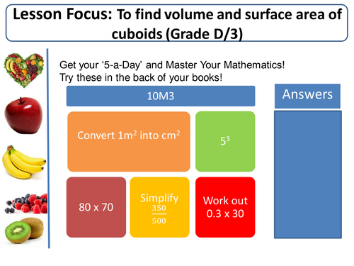 Volume and Surface area! (Cuboids, Cone, Pyramids, Spheres, Cylinders, Using Pythagoras)