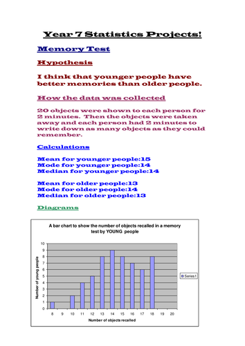 An exemplar data handling project to show to year 7/8 for them to replicate