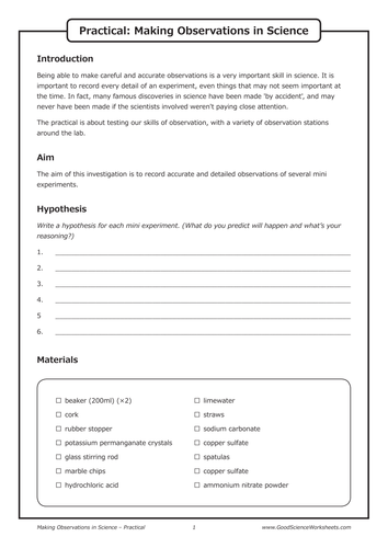 Making Observations in Science [Practical] | Teaching Resources