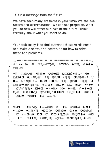 Alien message decoding - do a project on racism.