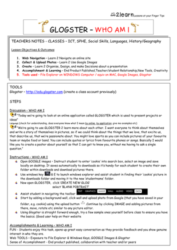 ICT: Glogster one lesson activity "WHO AM I" for 11-16 yr olds ...