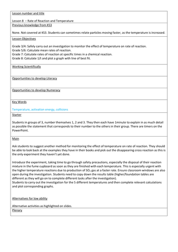 AQA Trilogy 9-1. Rate of Reaction and Temperature 2