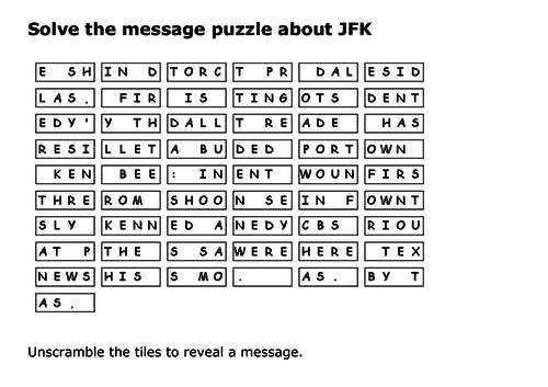 Solve the message puzzle about the JFK assassination