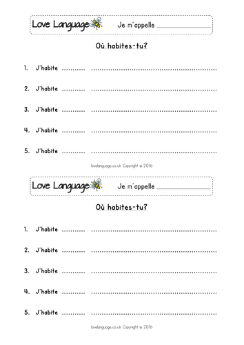 Countries in French - where you live worksheets | Teaching Resources