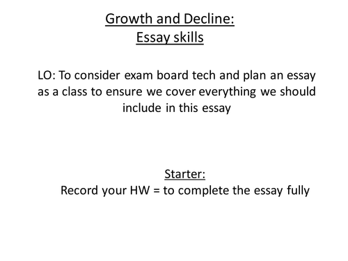 Y312 Witchcraze: Essay skills, Growth and Decline