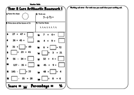 Year 8 homework pdf picture