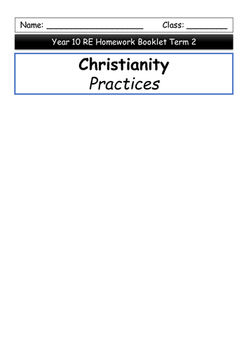 Christian Practices homework booklet