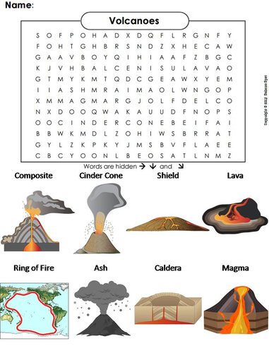 Volcanoes Word Search