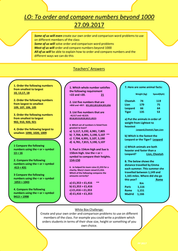 order-and-compare-numbers-beyond-1-000-teaching-resources