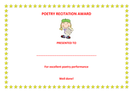 Poetry recitation award | Teaching Resources