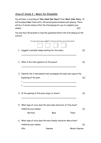 Eduqas GCSE Music for Ensemble - Musical Theatre | Teaching Resources