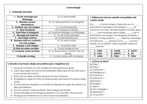 Spanish GCSE tecnología y Internet: a resource to introduce key core vocabulary on Internet & media