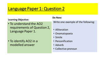 AQA Language Paper 1 Question 2 set of lessons | Teaching ...