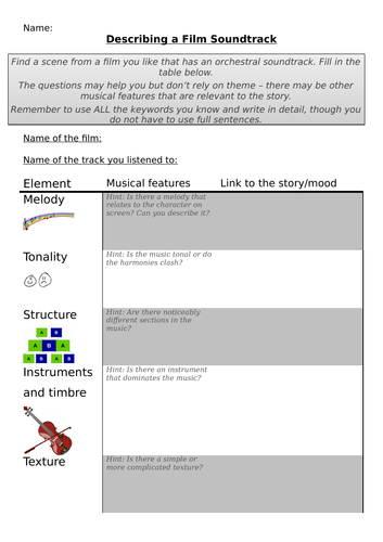 GCSE Film Music Lesson 1