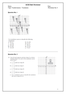 Transformations IGCSE Mathematics - complete revision worksheet