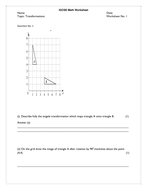 Transformations IGCSE Mathematics - complete revision worksheet