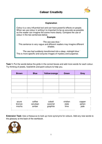 Using colour to effect in descriptive and creative writing