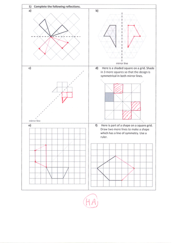 Reflection - Geometry - Position of shape - ks2 year 5 & 6 - Whole