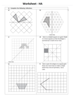 Reflection - Geometry - Position of shape - ks2 year 5 & 6 - WORKSHEET