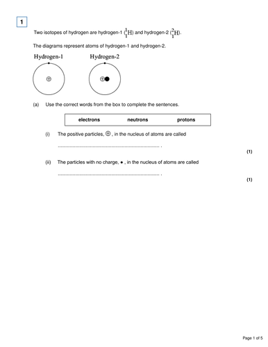 AQA C1 Ions, atoms and isotopes