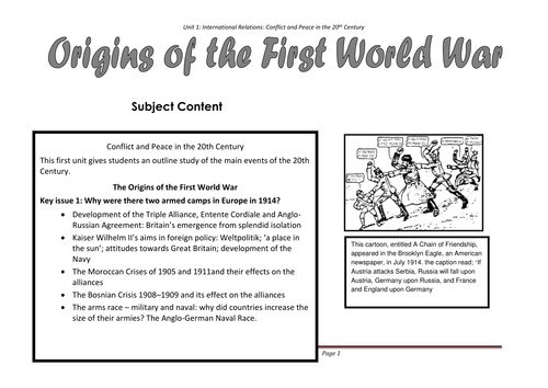 AQA International Relations- Causes of The First World War | Teaching ...