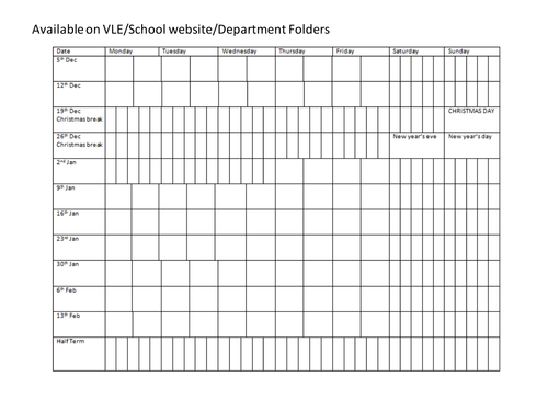 Revision Timetables Teaching Resources