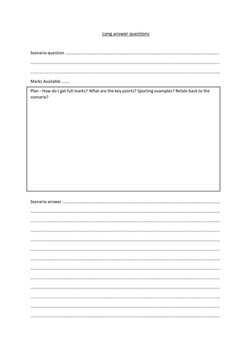 Long answer question blank template | Teaching Resources