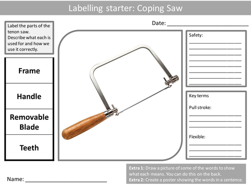 10 Design Technology Tools Labellers KS3 GCSE Keyword Starters ...
