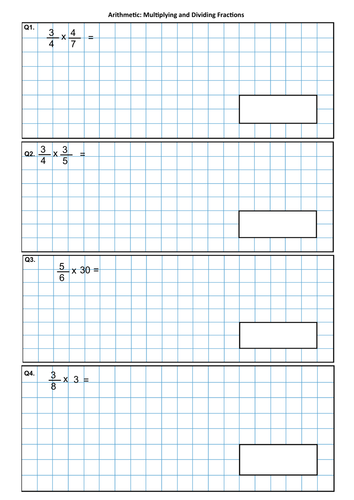 KS2 Maths Arithmetic SAT practice questions: multiplying and dividing fractions