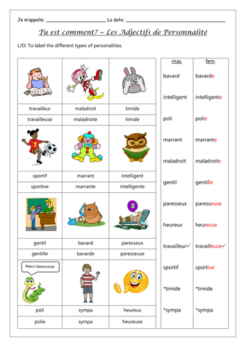 FRENCH - PERSONALITIES KS3 - WORKSHEETS | Teaching Resources