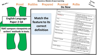 A lesson on AQA 2017 English Language Paper 2 Question 4 ...