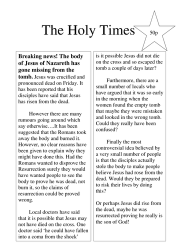resurrection investigation | Teaching Resources